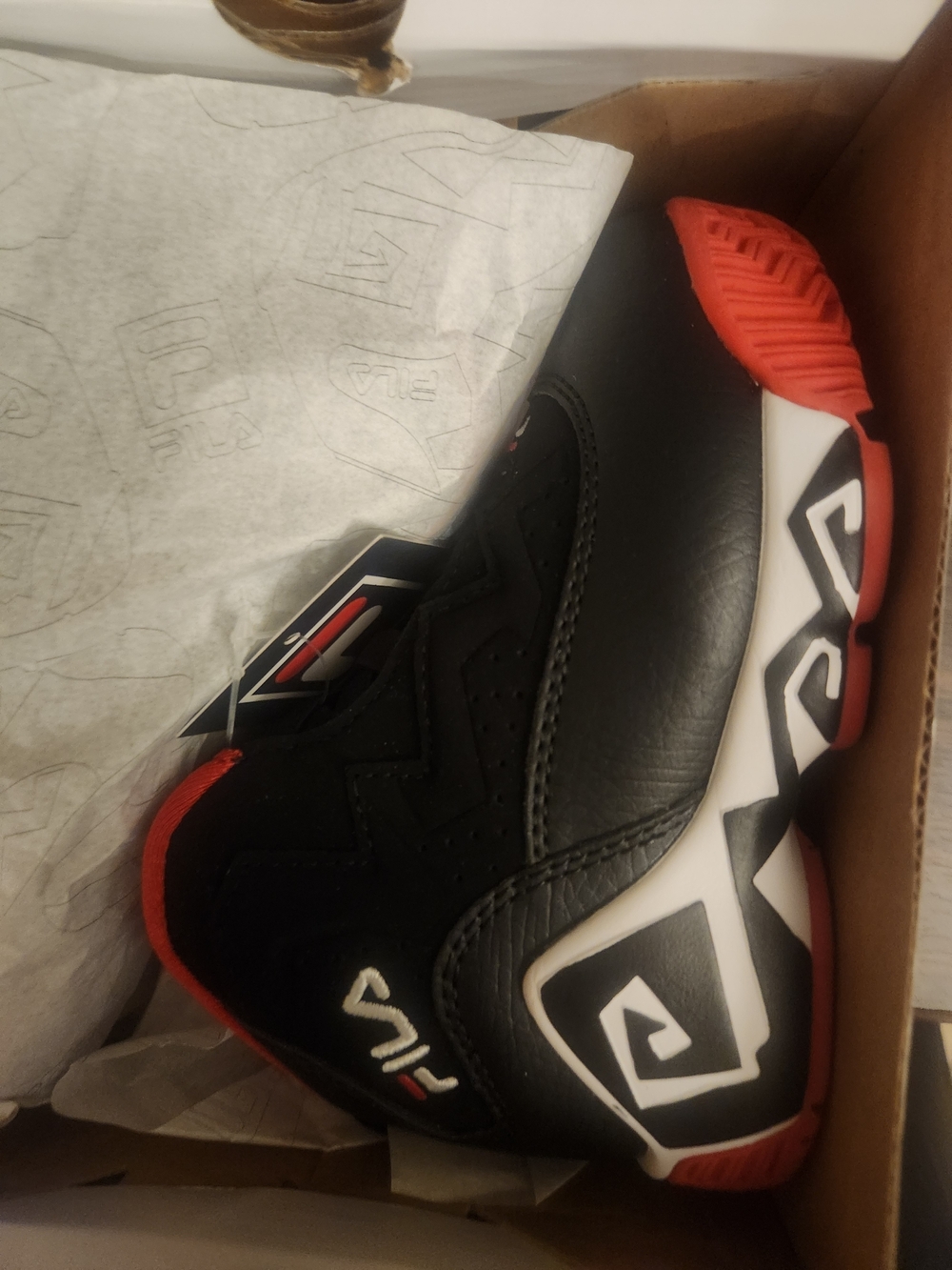 Fila Kids Black and Red Athletic Shoe